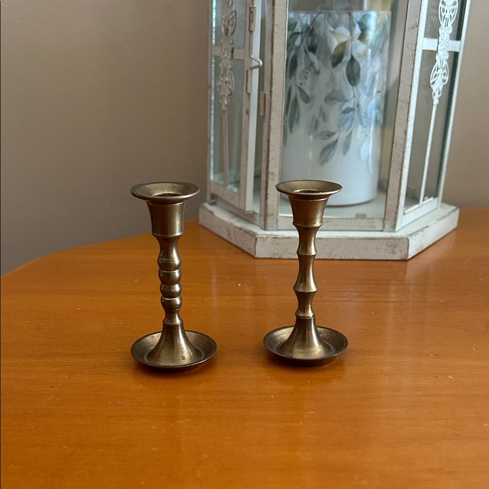 Elegant Brass Vintage Candlestick Holders